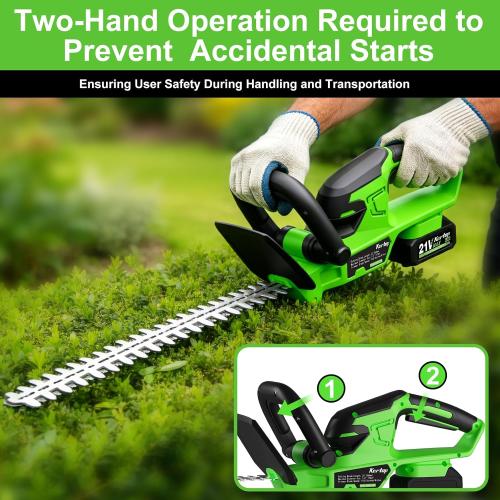 Kartop Cordless Hedge Trimmer with Battery and Charger Included, 22-Inch Rehchargeable Handheld Bush Trimmer, Headgear Trimmer for Garden Maintenance, 2 * 4000mAh Big Batteries