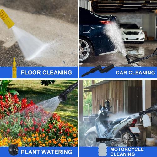 Cordless Pressure Washer 1450 PSI, Cordless Power Washer Gun, 2 4000mAH Battery Operated Power Pressure, Portable High Pressure Washer with 6-in-1 Nozzel for Car/Floor/Fence/Sidewalk, Black