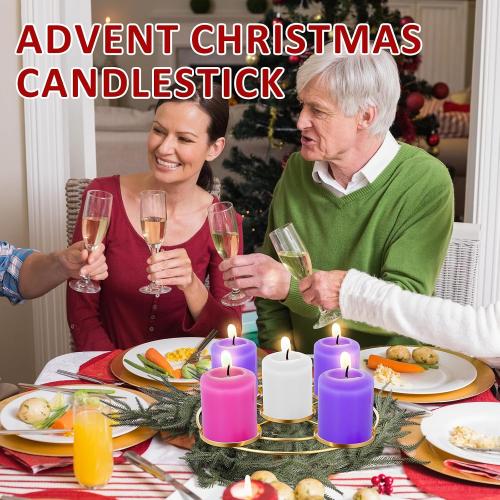 1 Pcs Christmas Advent Candle Wreath Ring Metal Candle Holder for Pillar Advent Rustic Candlesticks Holders for Xmas Table Centerpiece Decor Home (Wide,Round)