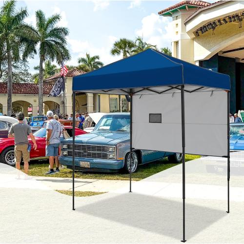 Color Blue EAGLE PEAK Instant Pop Up Canopy with Adjustable Sun Wall , Straight Lightweight Compact Portable Tent with Carry Bag, Dark Blue