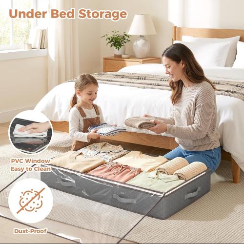 95L Under Bed Storage Containers, Storage Bins, Grey