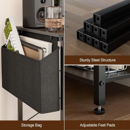 Grandder 40 Inch L Shaped Computer Desk with Reversible Storage Shelves, Home Office Corner Desk Study Writing Table with Hutch, Study, Black