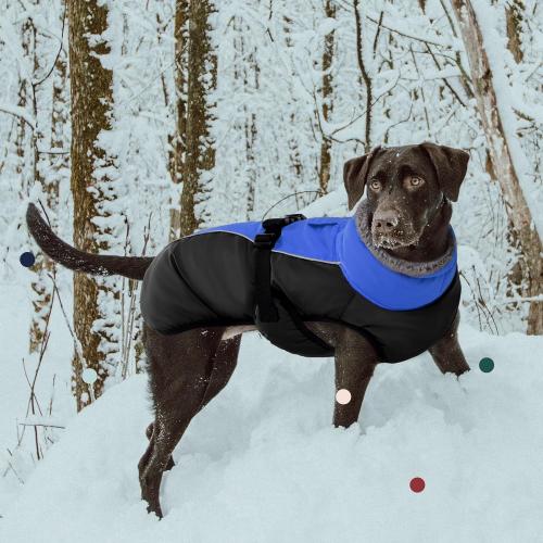 IECOii Extra Warm Dog Coat - Reflective Adjustable Jacket With Buckle Fleece Turtleneck for Cold Weather - Extra Large Dogs