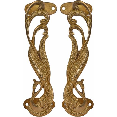 Size 7.3x2.2x1.5 set of 2 Wonderlist Handicrafts Indian Handmade Brass Décor Handle Pull Beautifully Handcrafted Design Brass Door Handle Pull (Peacock), 7.3x2.2x1.5 inches, HT-DOHA-01