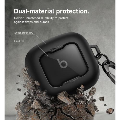 SURITCH for Beats Powerbeats Pro 2 Case Cover, Magnetic Locking Cases for Beats Powerbeats Pro 2 2025, Shockproof Bumper Protective Covers with Carabiner & Keyring & Cleaner Kit, Black