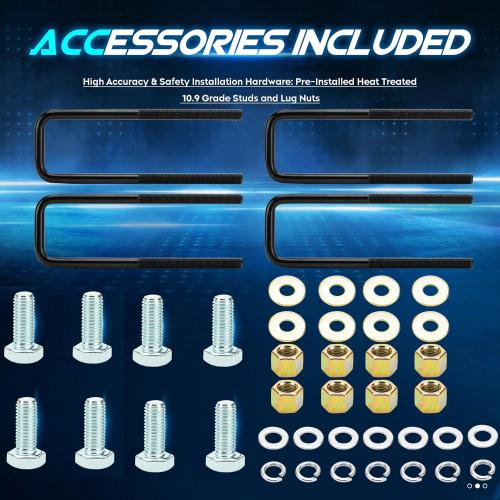 3 Front   2 Rear Leveling Lift Kit Compatible with 2007-2021 Tundra, 3in Front Strut Suspension Lift Spacers   2in Rear Lift Block Kit w/Extended U-Bolts, Set of 4