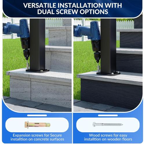 Egadis 1 Pack 3 in. x 3 in. x 39 in. Aluminum Railing Post, Porch and Deck Railing Post with Screws, Black Textured AAMA 2604 Powder-Coat Finish Stair Post for Decks, Porches & Balconies