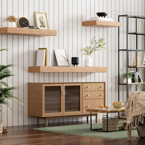 2pcs Floating Shelf Bracket Heavy Duty,Decorative Floating Shelf Hardware Hidden Black Metal Fireplace Mantel Brackets Without Jig (34X6X1.0 Without Tools)