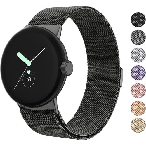 Amzpas Metal Band Compatible with Google Pixel Watch Bands for Women Men, Stainless Steel Mesh Loop Adjustable Wristband Replacement Strap for Google Pixel Watch 1/2 / 3 41mm Band
