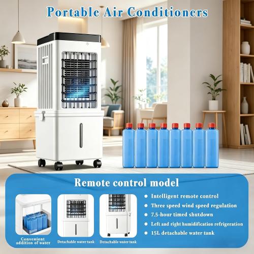 Portable Evaporative Swamp Cooler, Windowless Small Portable Air Conditioner with 4.2Gal Water Tank, 4 Wind Modes 3 Speeds, Personal Mini Air Cooler for Bedroom Office Dorm Small Room Indoor Use