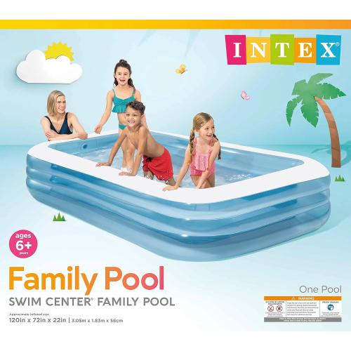 INTEX 58484EP Swim Center Inflatable Family Pool: 277 Gallon Capacity – 120 x 72 x 22 – Blue