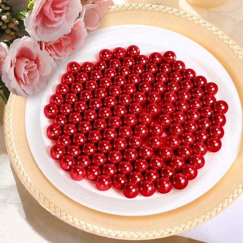 1400Pcs Red Vase Filler Pearl Beads for Crafting 8mm Beads No Holes Decor Suitable for Wedding Decor, Party Decorations, Centerpiece Table Decorations
