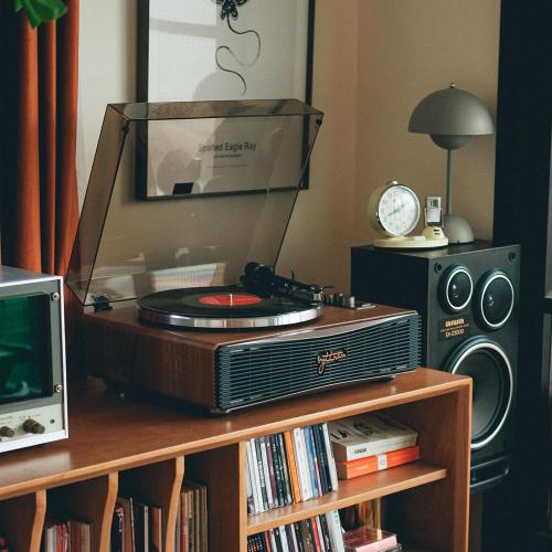 Syitren Paron Record Player Vintage Turntable for Vinyl Records with Built-in Speakers Bluetooth Retro Phonograph Wood Walnut