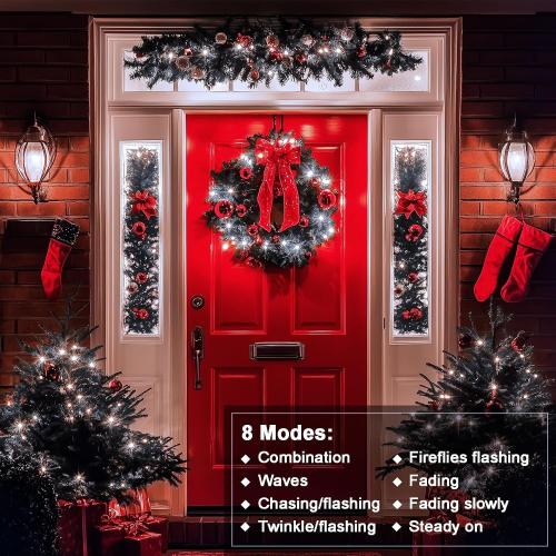 ZAIYW 4 Pack String Lights Battery Operated, Total 66Ft 200 LED Christmas Lights with Remote Timer 8 Modes Fairy String Lights Dark Green Wire for Garland Patio Garden Xmas Tree Decor (Cool White)