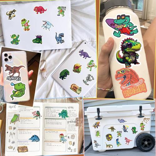 150 Pcs Dinosaur Stickers for Water Bottles, Waterproof Vinyl Cool Dino Stickers for Scrapbook Stationery Laptops Skateboard, Cute Dinosaur Party Decorative Decals for Kids Boys