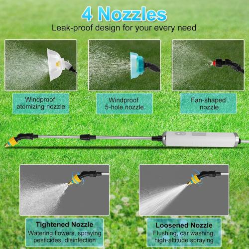 Size 3.17 Gallon Color Blue Battery Powered Sprayer, Backpack Sprayer in Lawn and Garden, Electric Sprayer with 4 Nozzles, Retractable Pole, and USB Charging Handle for Weeding, Watering, and Cleaning