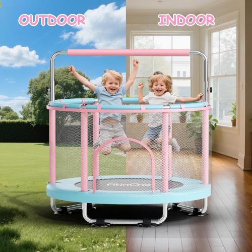 55 Toddler Mini Trampoline for Kids, Indoor Outdoor Toys with Swing, 440lbs Baby Kids Trampoline, Gymnastics Bar, Birthday Gifts for Boy Girl Age 1-8