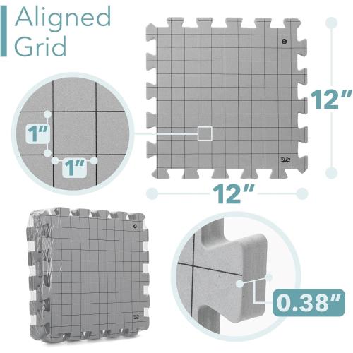 Mr. Pen- Interlocking Blocking Mats, 12” x 12”, 4 Pack with 50 T-Pins | For Knitting & Crochet Projects, Foam Board Design, Includes Pins for Yarn Craft Blocking