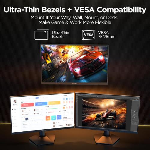 24 FAST IPS COMPUTER KOORUI ,Gaming Monitor, 24 Fast IPS Computer Monitor, 200Hz FHD HDR400 Display, 1ms PC Screen, 90% DCI-P3 Color Gamut, Adaptive Sync, Ultra Slim Frame, VESA Mountable, HDMI 2.0, DP 1.4, G2411P