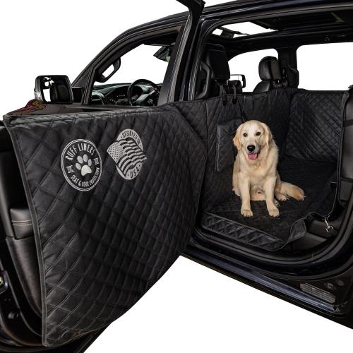 Black and Orange XL Floor Cover with Door Protection, 2025 Black – As Seen on Shark Tank – Fits Full‑Size Crew Cab Trucks with Fold‑Up Seats, Waterproof & Machine Washable – Sturdy XL Dog Hammock for Truck