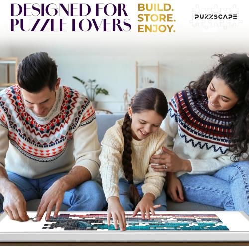 1500 Piece Jigsaw Puzzle Board - 360° Rotating Jigsaw Puzzle Table with Drawers | 35” X 28” Portable & Dual Sided Board | Plastic Cover Included - Puzzles Tables for Adults