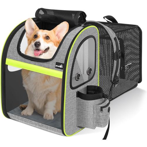 Pecute Pet Carrier Backpack, Large Cat Carrier Backpack Hold Up to 22 Lbs, Expandable cat Backpack with Breathable Mesh for Medium Dogs Cats, or 2 Small Pets, Dog Backpack Carrier for Travel Hiking