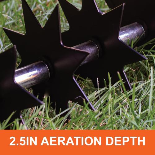 Agri-Fab 45-0365 Push Spike Aerator, 16 Inch Walk Behind Lawn Aerator with 5 Aerating Spikes and 7-Inch Spikes, Steel Weight Tray, 2-1/2 Inches Aeration Depth, for Lawn Care Maintenance