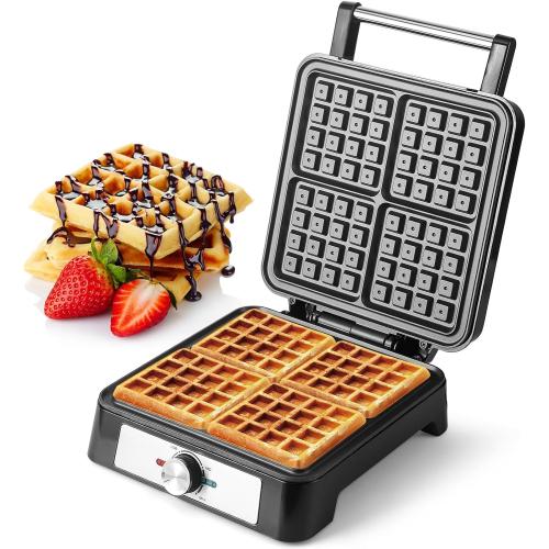 Chefman 4 Slice Belgian Waffle Maker w/ Adjustable Temperature, Stainless SteelFree 90-day