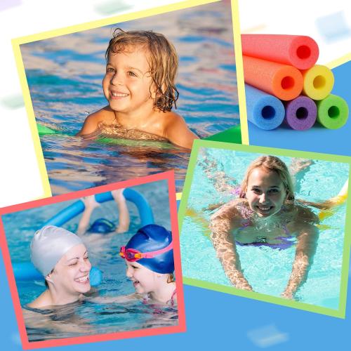 Hanaive 6 Pack Pool Noodles Swimming Floating Foam Tube 52 Inch Hollow Swim Noodles Bulk Floats Heavy Duty for Swimming Decoration Craft Projects Multi-Purpose
