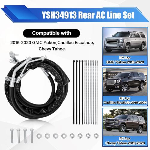 YSH34913 Rear AC Line Set Compatible With 2015-2020 Tahoe,Yukon,Escalade,High Pressure Auxiliary AC Hose Kit