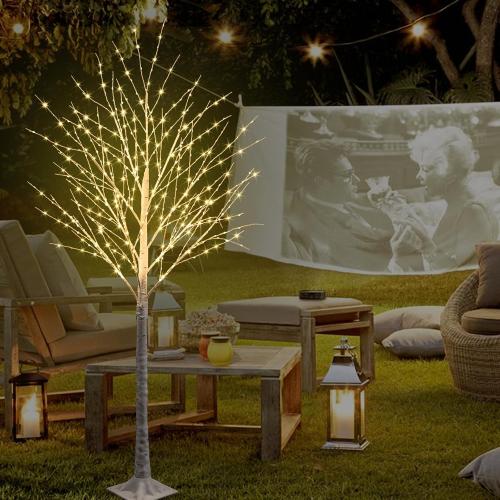 6FT 500 LED Lighted Birch Tree with Twinkle Lights, LED Birch Tree with Timer for Outdoor Indoor Home Party Yard Easter Christmas Decoration (Warm White Light)