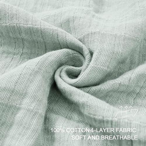 SE SOFTEXLY Cotton Muslin Blankets 4-Layer Linen Texture Blankets for Bed Couch,Thermal Blanket for Adults Lightweight Soft Breathable Throw Blanket for All Season Gauze Blanket(50x60,Sage Green)