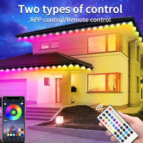 200FT Permanent Outdoor Lights for House,Waterproof Smart RGB LED Eaves Lights，permanent outdoor lights with App/Remote Control,Music synchronisation，for House,Halloween,Roof,Christmas Decorations