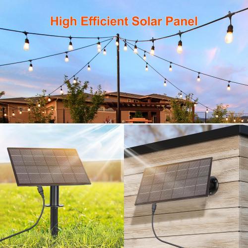 100FT Solar String Lights Outdoor Waterproof with Remote Control Solar Patio Lights 30 2 shatterproof LED E26 S14 Bulbs for Porch Garden Market Bistro Patio Backyard Fence