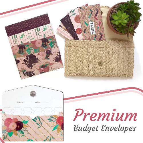 Saveyon 12 Laminated Budget Envelopes & Budget Sheets for Cash Envelope System, Money Envelopes for Budgeting, Budget Planner Organizer to Simplify Your Money Management & Expense Tracking