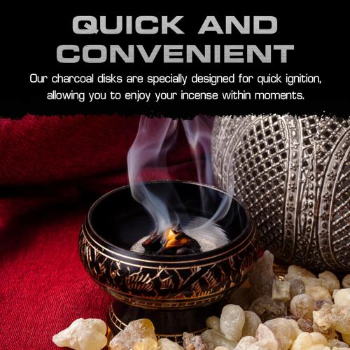 Instant Light Coals– Incense Coal Disks – Coal Tablets – Charcoal Disks – 100 Coals – 33 mm Quick Light Briquettes – Slow Burn/Low Smoke
