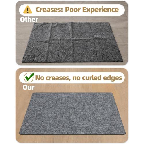 Color&Geometry Ultra Thin Indoor Door Mat (Rolled-up NO Creases) 32x48, Non Slip Rubber Backed Dirt Trapper Door Mat Indoor Entrance, Low Profile Entryway Mat, Easy Clean, Dark Grey Linen