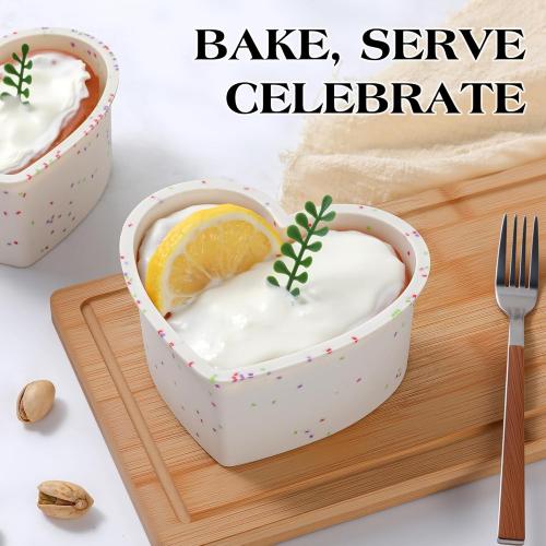 3 Pcs Silicone Heart Shaped Cake Pans 10 Inch 8 Inch 6 Inch Mini Small Large Heart Cake Pan Set Nonstick Silicone Heart Molds for Baking (Cream)