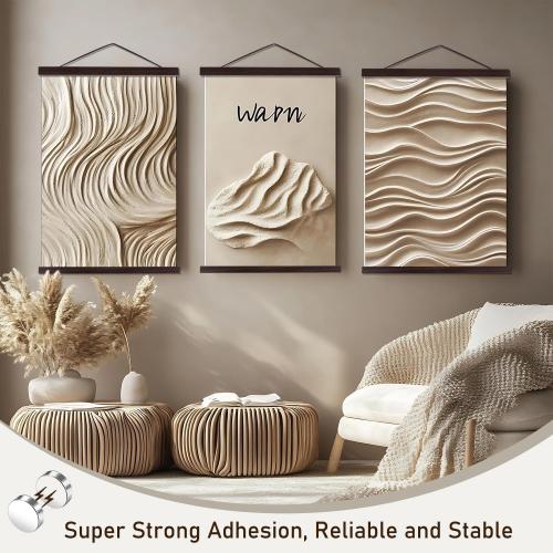 Size 36 Color dark Brown Magnetic Poster Hanger Frame, 36x24 36x48 36x12 Light Wood Wooden Magnet Canvas Artwork Print Poster Hangers Frames Hanging Kit (Walnut, 36)