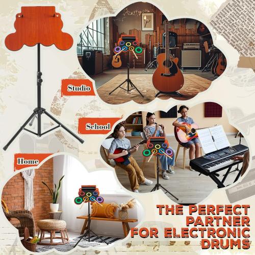 7-pad Electronic Drum Pad Stand, Adjustable Pad Stand with Height 23 to 47 Inches for 7-pad Roll-up Electronic Drum Set Gifts for Boys Girls