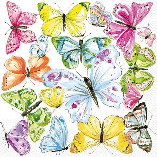 IHR Ideal Home Range Cocktail Napkins Disposable 3-Ply Paper Party Napkin Pack, 5 x 5, Multi Color Butterflies,