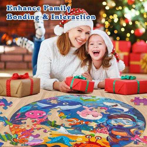 Puzzles for Kids Ages 4-6, Large 70 Piece Round Ocean Floor Puzzles, Kids Puzzles 4-6 with Colorful Underwater World, Educational Learning Toys for 3, 4, 5, 6, 7, 8