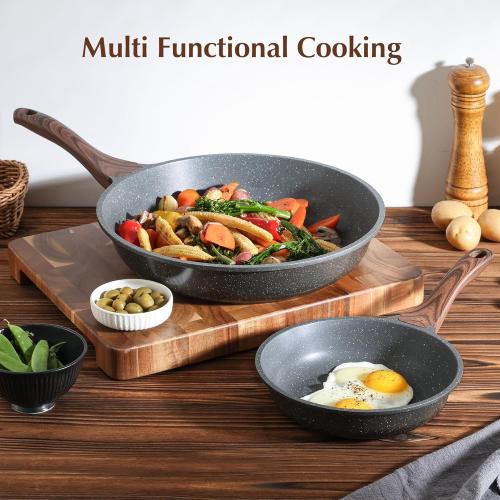 SENSARTE 12.5 Inch Nonstick Frying Pan Skillet, Swiss Granite Coating Omelette Pan, Healthy Stone Cookware, PFOA Free