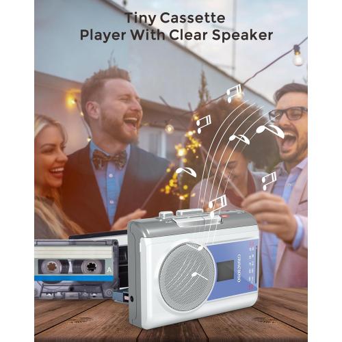 Gracioso Protable Cassette Player: AM FM Compact Cassette Tape Player with 3.5mm Headphone,Big Speaker & Earphone Jack, Build in Microphone,Cassette Recorder Player Powered by DC or AA Battery