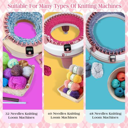 Knitting Machine Counter, Heyseri Row Counter for Knitting Machine - Attachable Magnetic Suitable for 32.40.48 Needle Row Counter - Pink