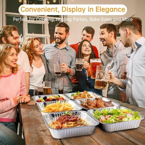 Aluminum Pans 8x8-50 Pack Disposable Baking Pans, 8 Inch Square Tin Foil Pans, Aluminum Roasting Trays for Holiday Cooking, Heating and Baking, Christmas, Parties Meal Prep & Storage