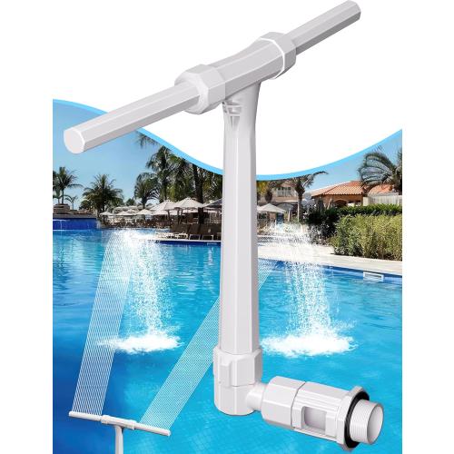 Egepon Pool Fountains for Above and Inground Pools, Pool Waterfall with 2 Adjustable Sprinkler Heads and 2 Adapter, Water Temperatures Cooler Swimming Pool Spray Accessories, White