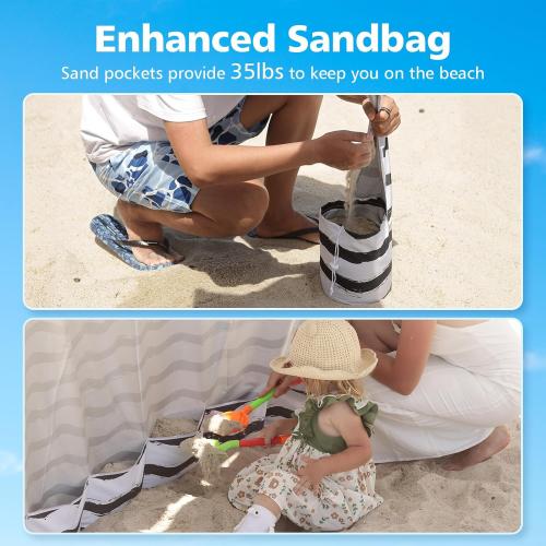 Beach Cabana - Beach Umbrella with UPF 100  UV Protection & Sunshade Curtain - Waterproof Tent - Portable Shade, Easy to Set Up, Perfect for Family & Friends, Navy Blue