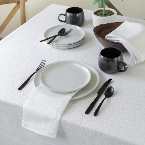 Benson Mills Cameron Textured Fabric Table Cloth, for Everyday Home Dining, Parties, Weddings & Holiday Tablecloths (60 x 140 Rectangular, White)