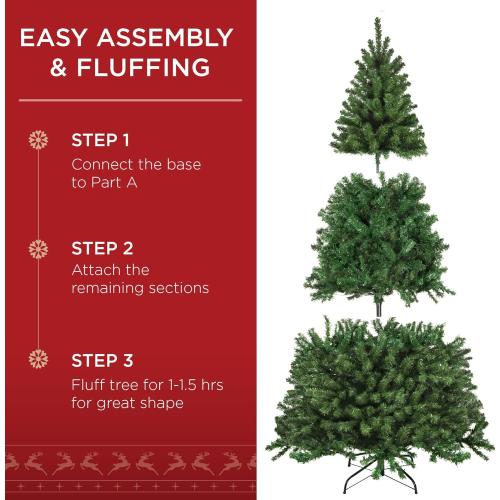 Best Choice Products 9ft Pre-Lit Spruce Artificial Holiday Christmas Tree for Home, Office, Party Decoration w/ 900 Incandescent Lights, 2028 Branch Tips, Easy Assembly, Metal Hinges & Foldable Base